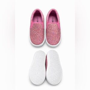 ✨ Girls Pink Glitter Slip On Shoes | Size 8 | Sparkle Heart Sneakers ✨